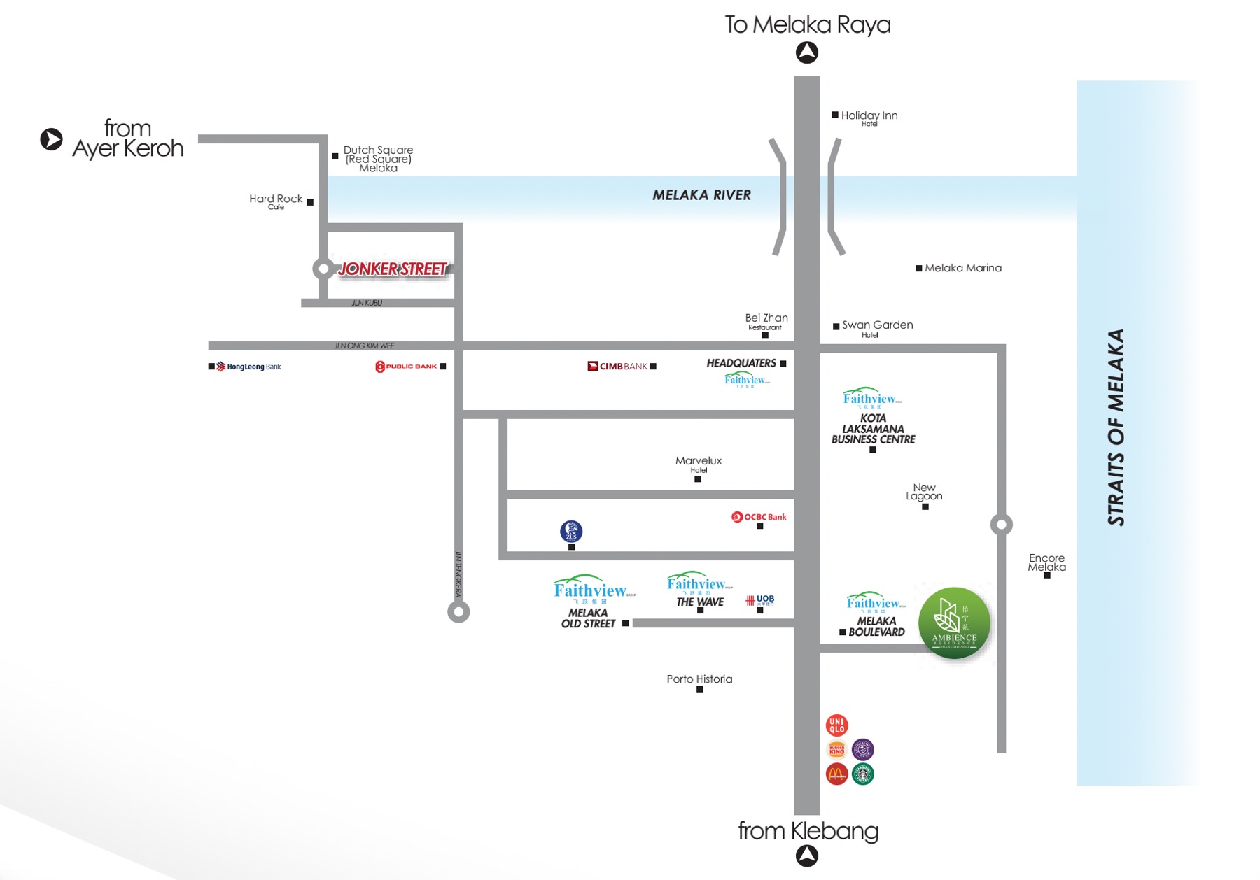 Location map for Ambience Residence @ Kota Syahbandar, Melaka
