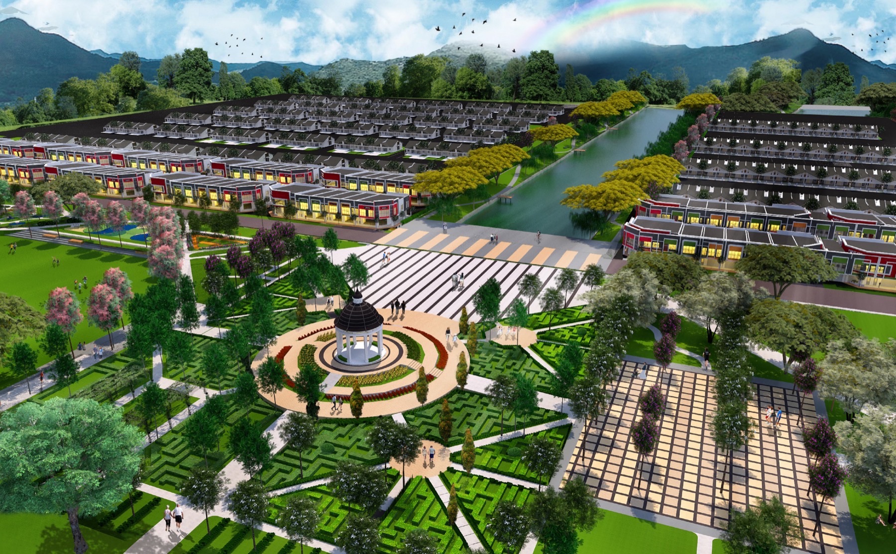 Artist's impression of the Bandar Botani Jasin township and central garden, Melaka