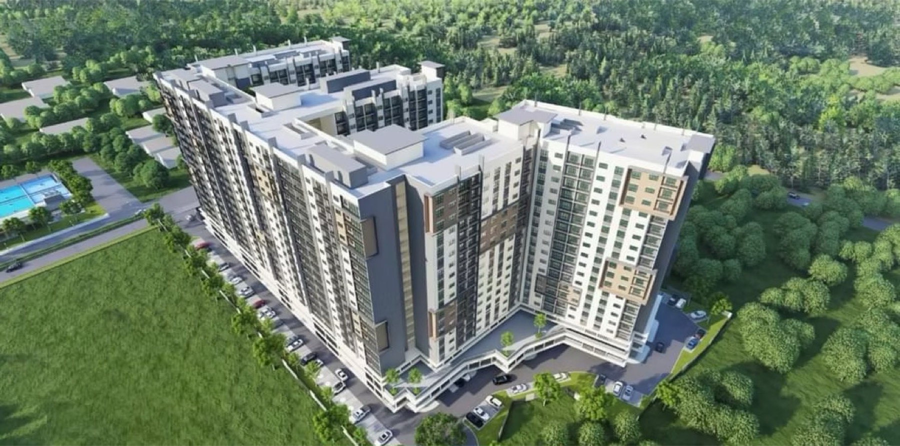 Aerial artist's impression of Klebang Cove Residensi, Melaka