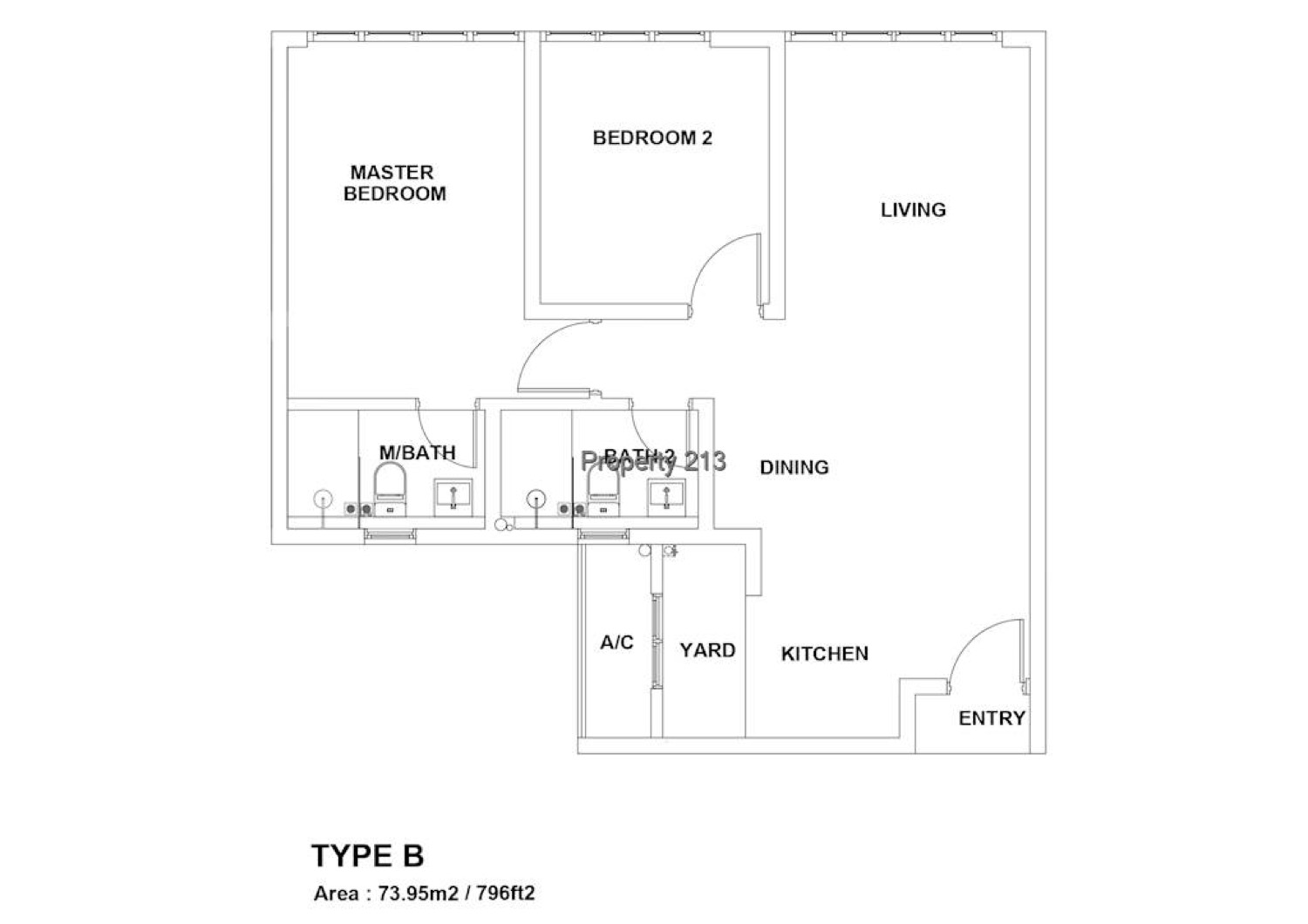 Parkland Avenue Tower A Type B suite floor plan