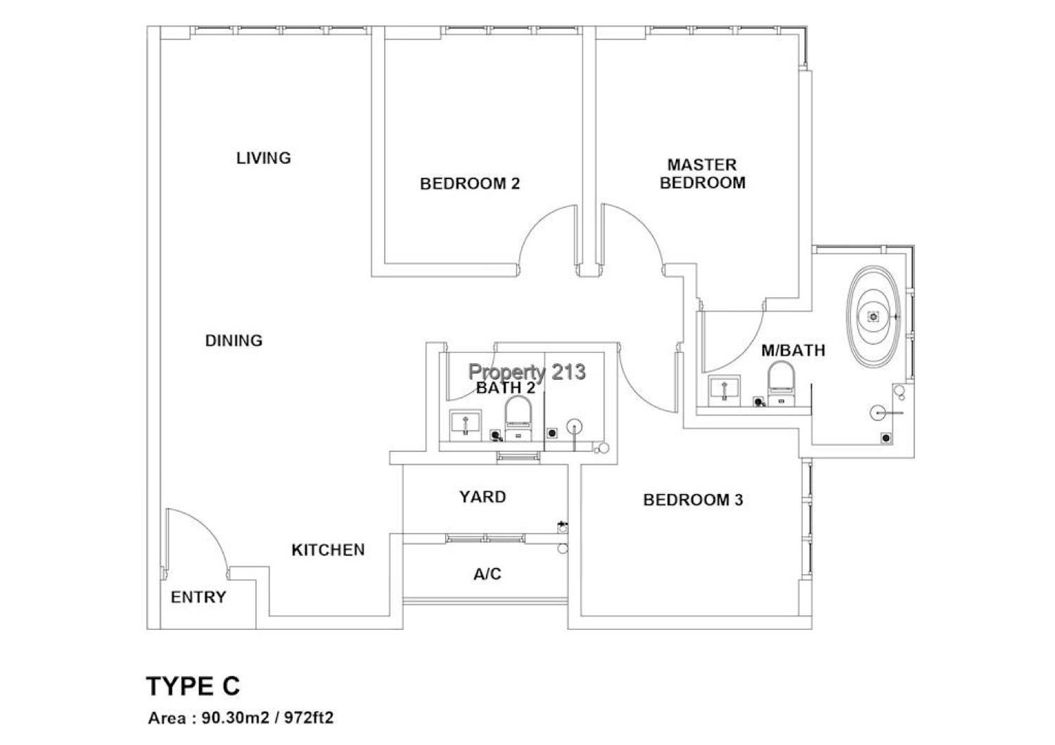 Parkland Avenue Tower A Type C suite floor plan