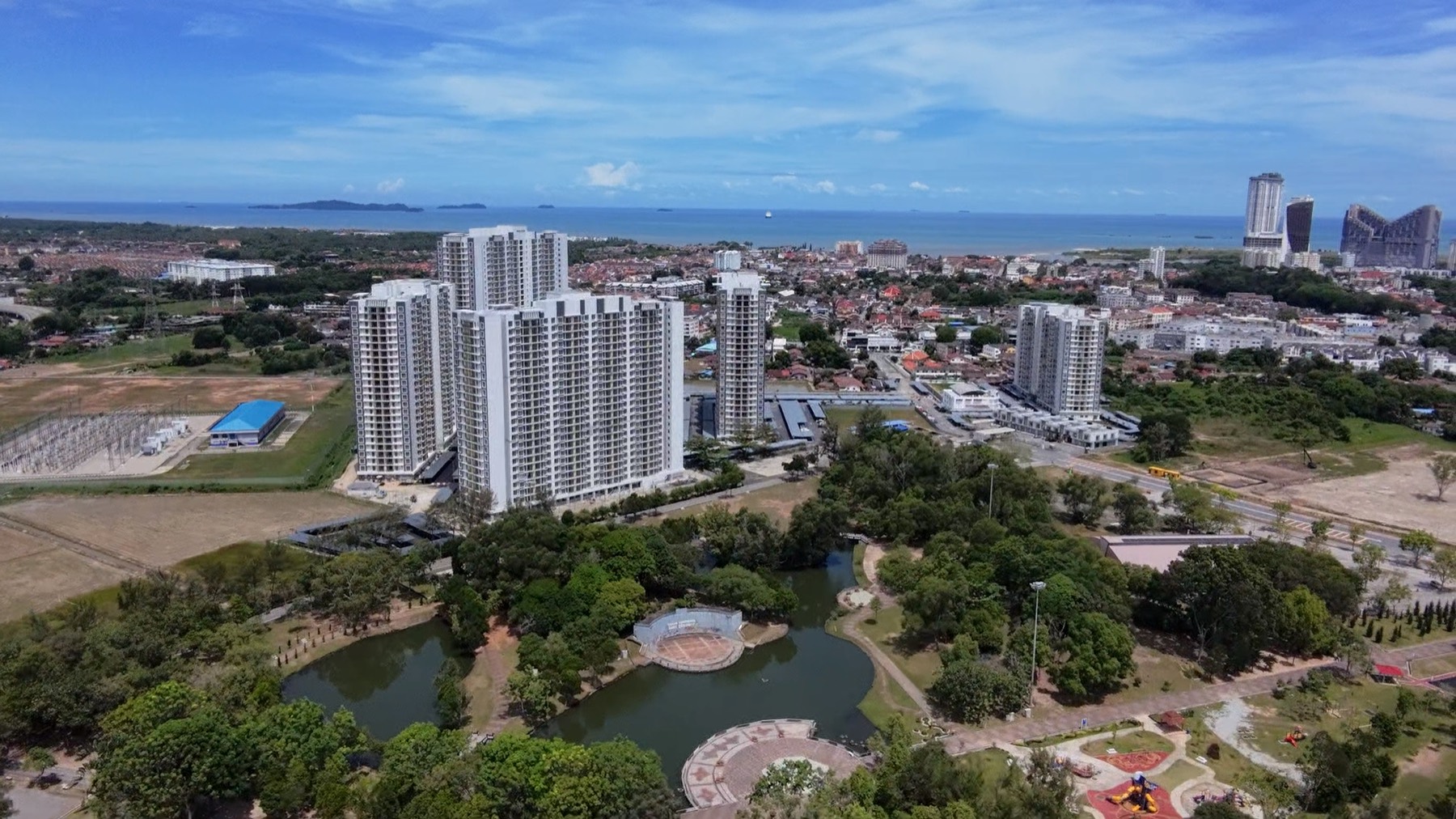 Aerial view of Residensi Sri Serindit and the surrounding green