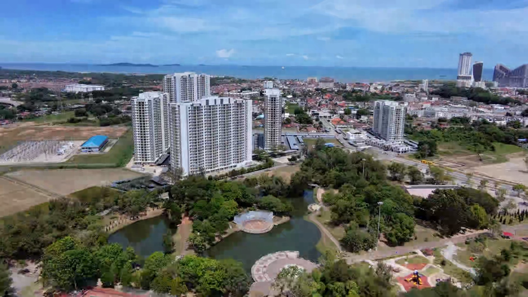Aerial view towards Melaka city from Residensi Sri Serindit