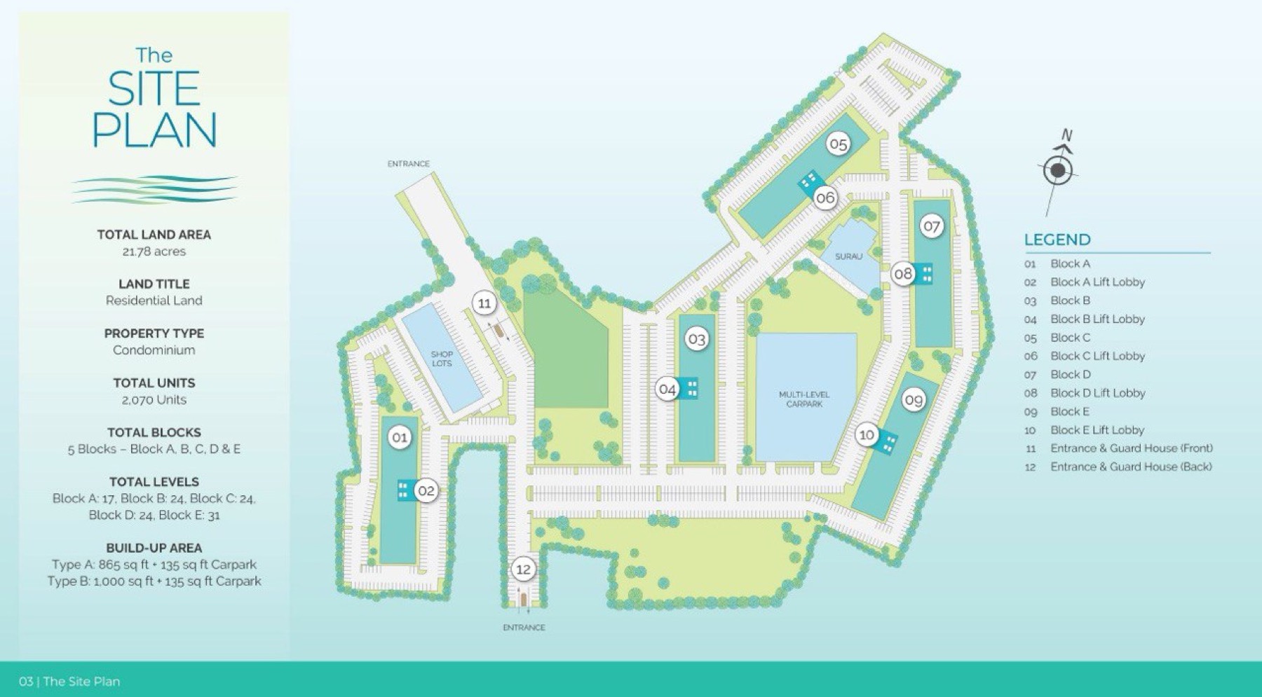Site plan for Residensi Sri Serindit showing the facilities